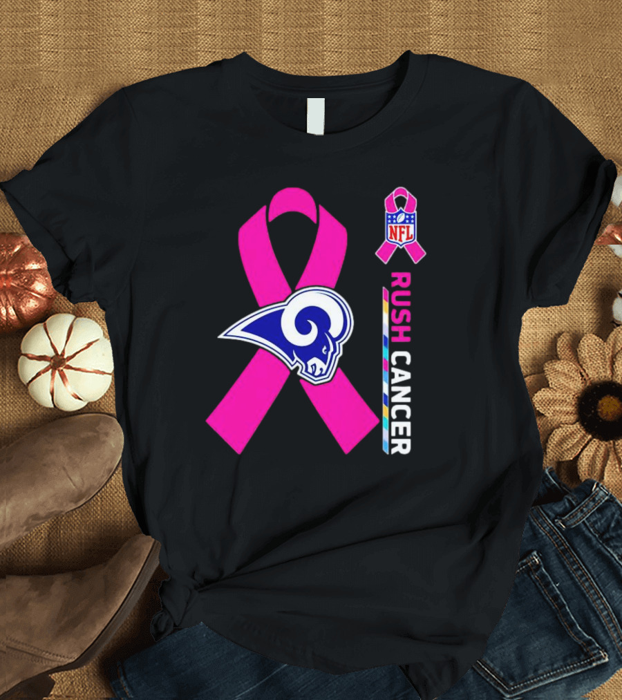 Los Angeles Rams Rush Cancer NFL Pink T-Shirt