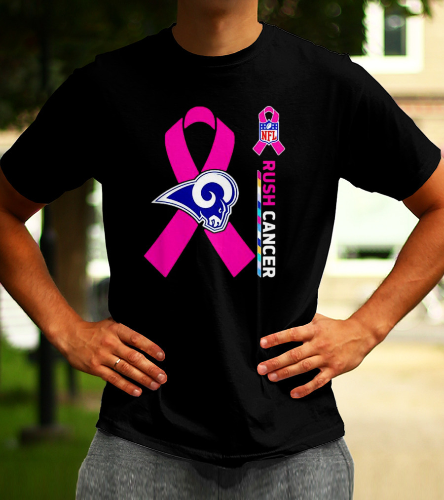 Los Angeles Rams Rush Cancer NFL Pink T-Shirt