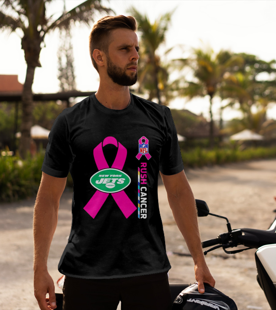 New York Jets NFL Rush Cancer Pink T-Shirt