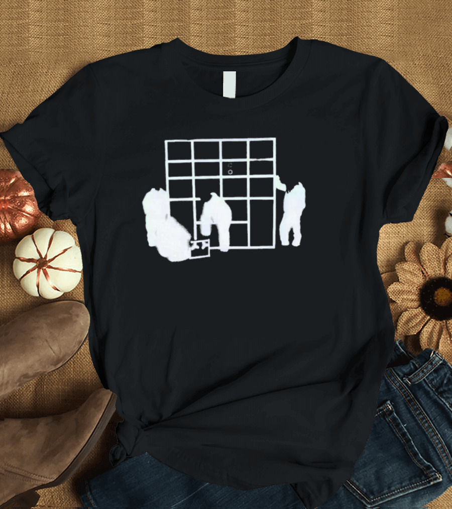 Locket Superluminal Blur Worker Silhouette With Grid T-Shirt