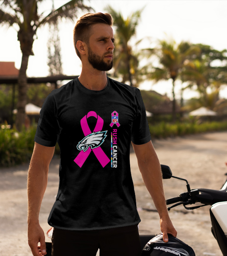 Philadelphia Eagles NFL Pink Ribbon Rush Cancer T-Shirt