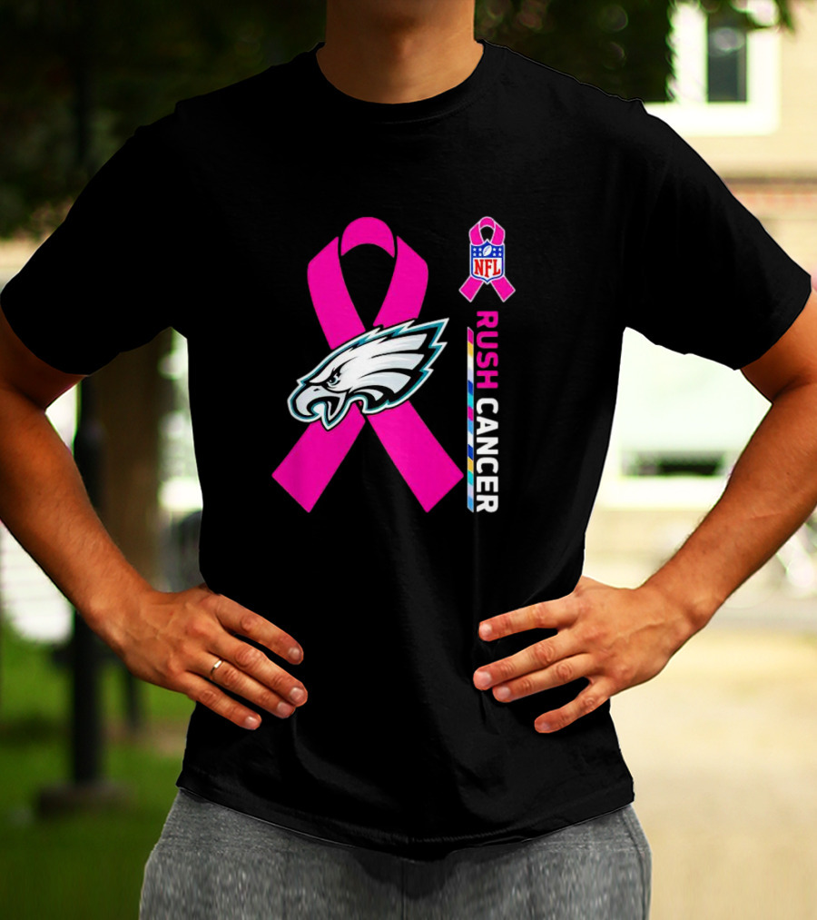 Philadelphia Eagles NFL Pink Ribbon Rush Cancer T-Shirt