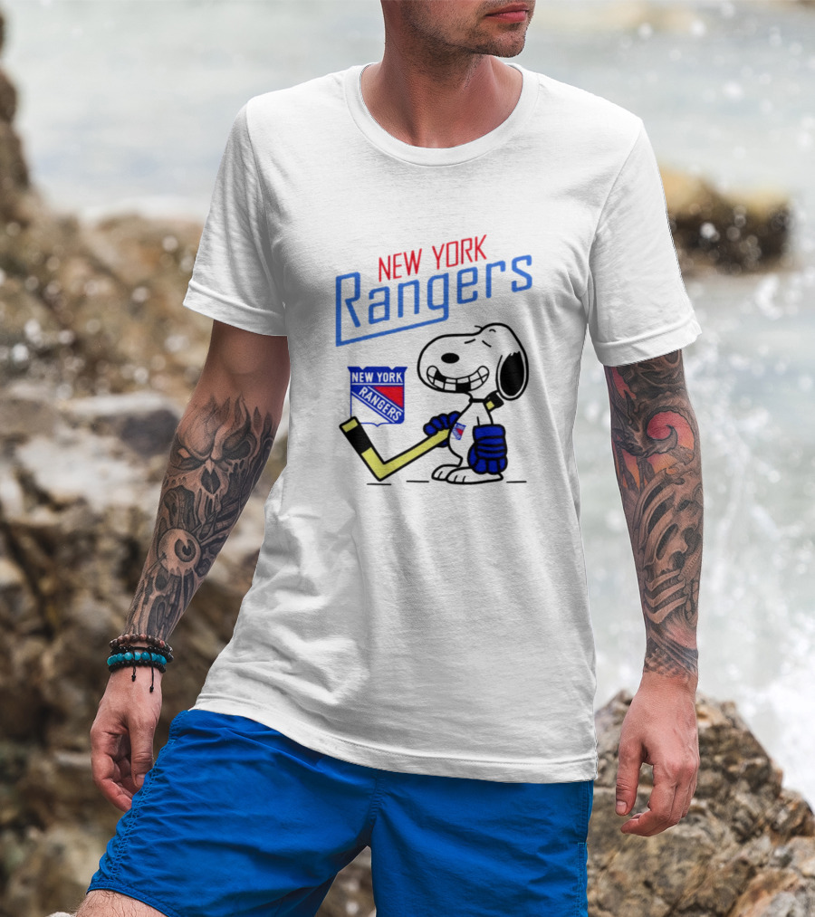 Snoopy New York Rangers Hockey Fan Iconic Collaboration T-Shirt