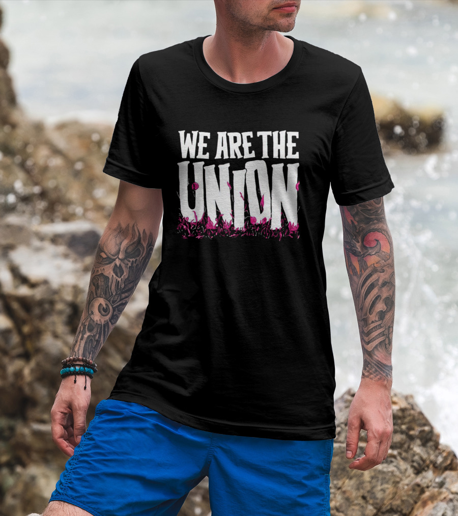 WE ARE THE UNION Music Band Text With Pink Flower T-Shirt