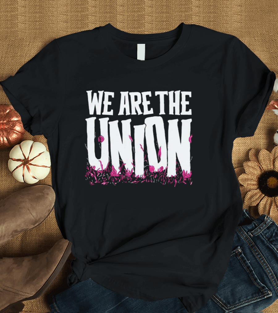 WE ARE THE UNION Music Band Text With Pink Flower T-Shirt