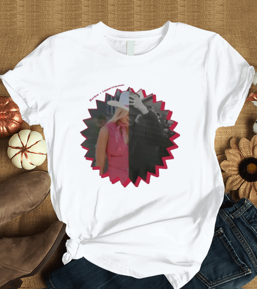 Barbie Oppenheimer Half Pink Half Black Starburst T-Shirt