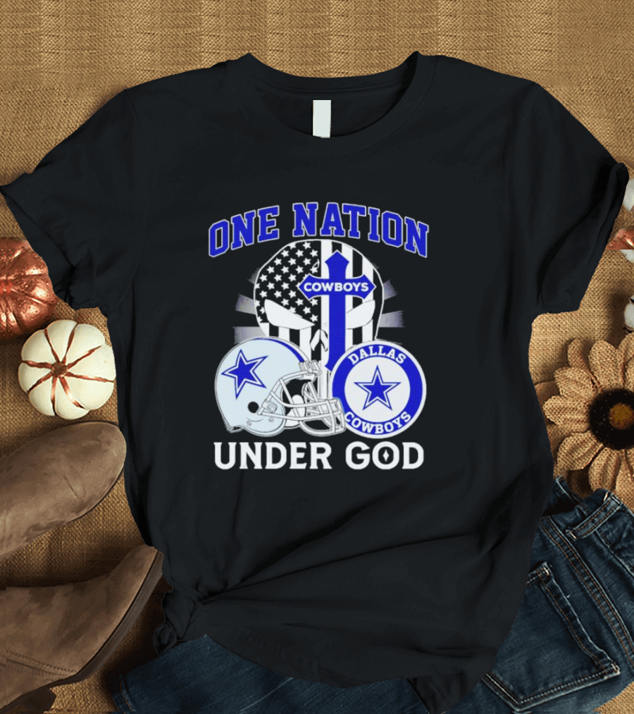 Dallas Cowboys One Nation Under God American Flag Football Helmet Star T-Shirt