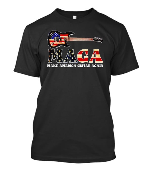 MAGA Make America Guitar Again USA Flag Electric Guitar T-Shirt