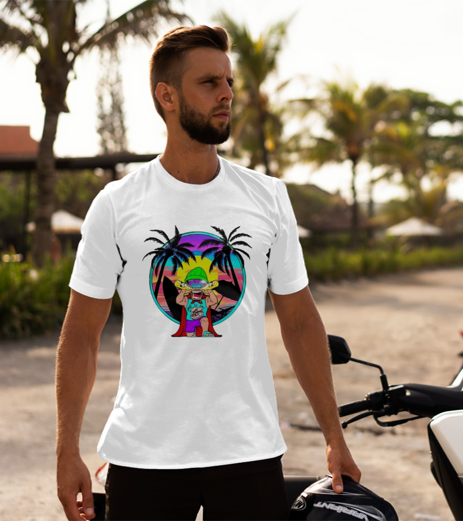 OGblob18 Beach Adventure Tropical Vibes Sunset Scene T-Shirt