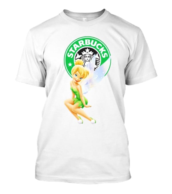 Starbucks Coffee Logo Featuring Tinker Bell Character T-Shirt