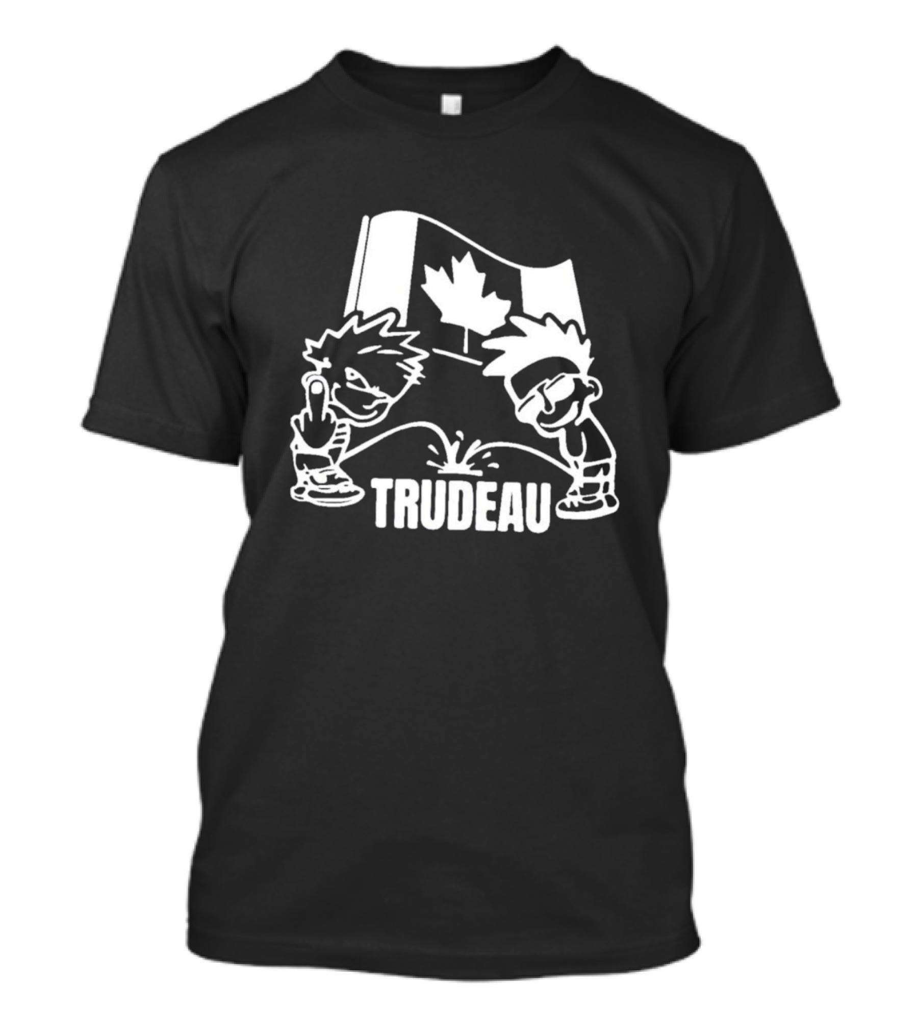 Calvin Peeing On Trudeau Canada Flag T-Shirt