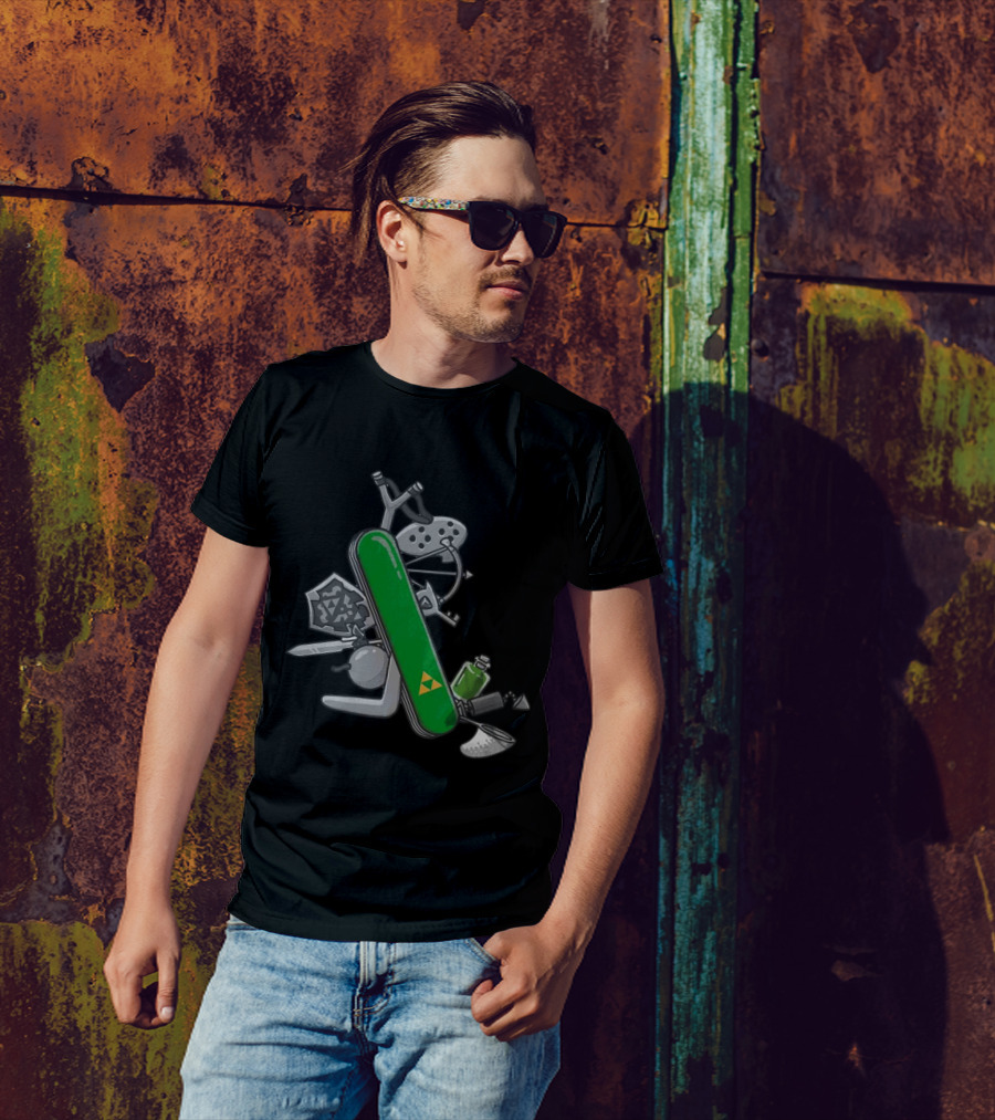 Hyrule Army Knife Multi-Tool Legend Of Zelda Iconic Symbols T-Shirt
