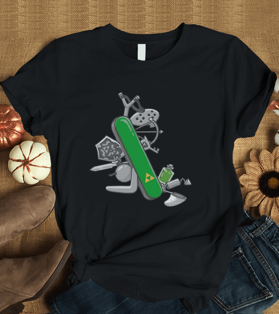 Hyrule Army Knife Multi-Tool Legend Of Zelda Iconic Symbols T-Shirt