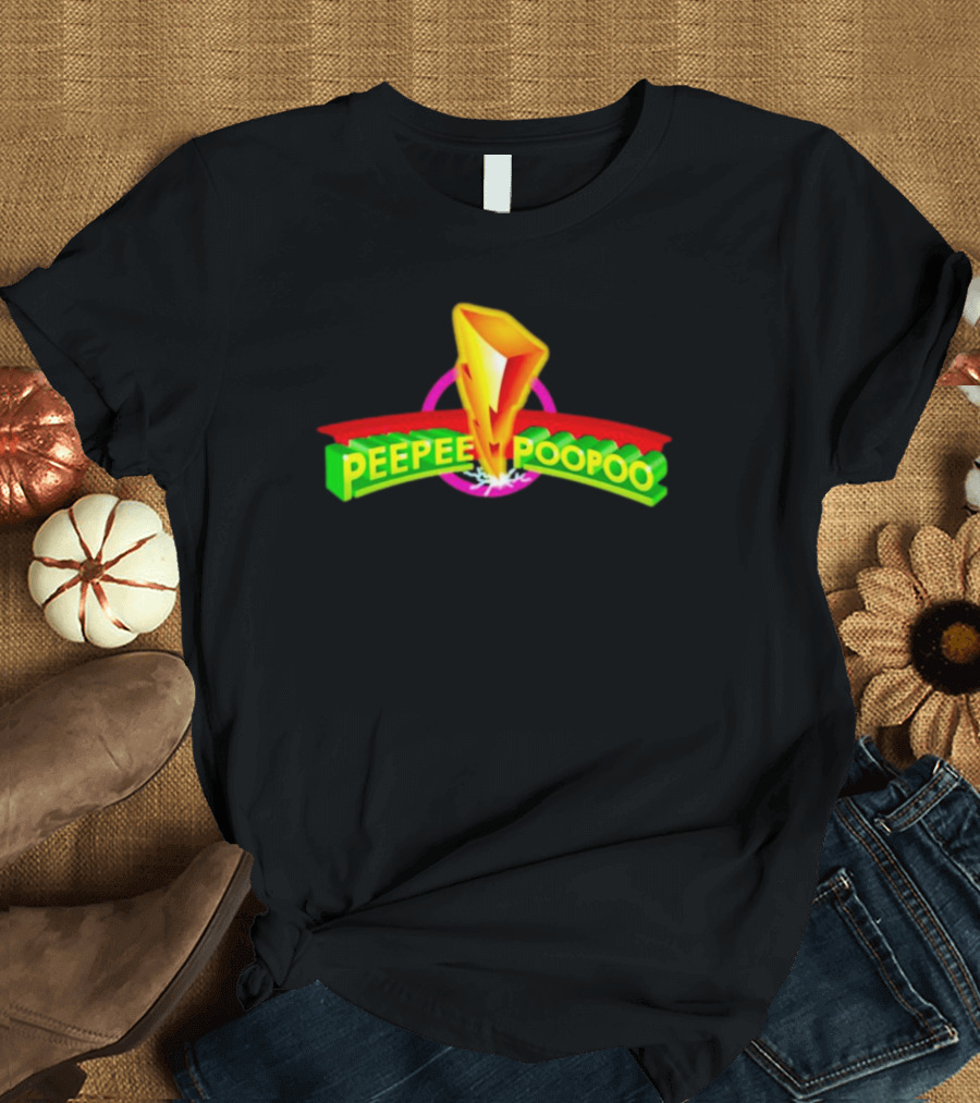 Peepee Poopoo Lightning Bolt With Power Rangers T-Shirt