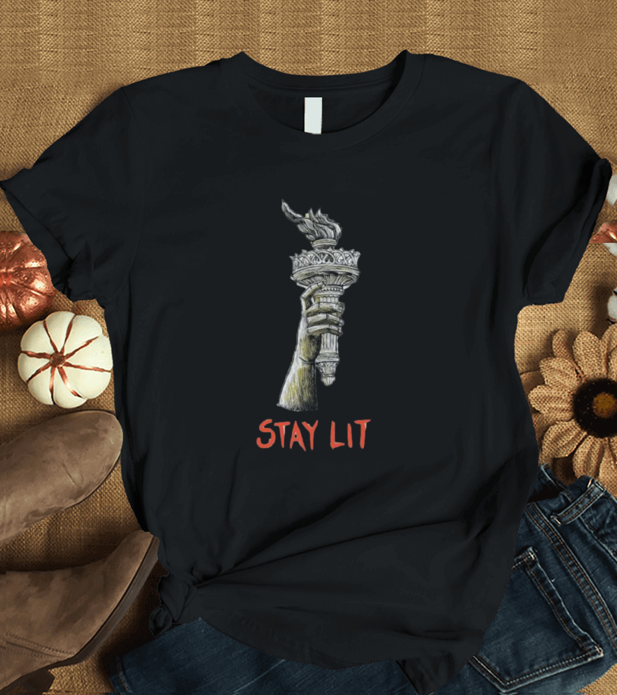 Say No To Autocracy And Fascism Stay Lit Torch Of Liberty T-Shirt