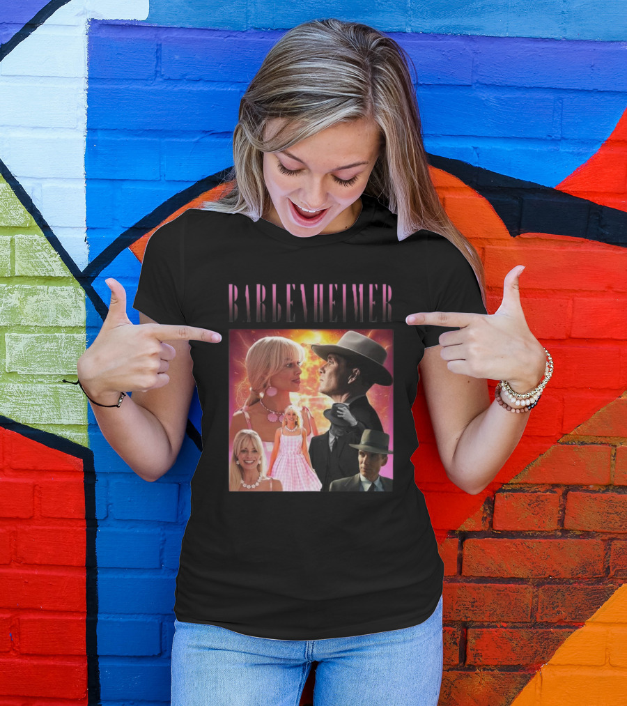 Barbenheimer Fusion Of Characters With Retro Style Elements T-Shirt