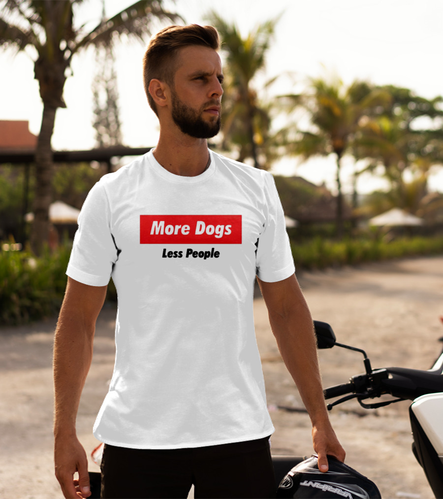 More Dogs Less People Red Box T-Shirt