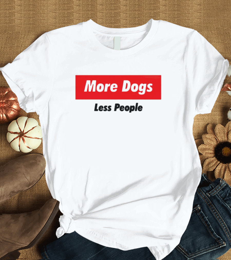 More Dogs Less People Red Box T-Shirt