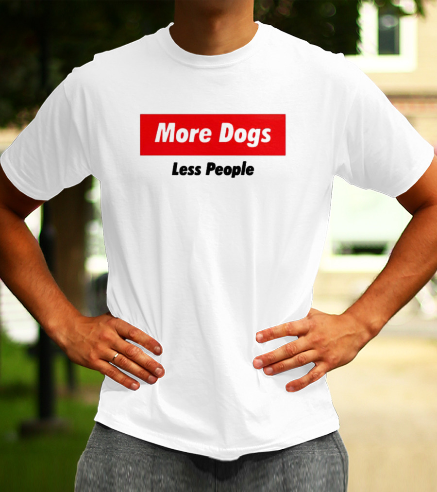 More Dogs Less People Red Box T-Shirt