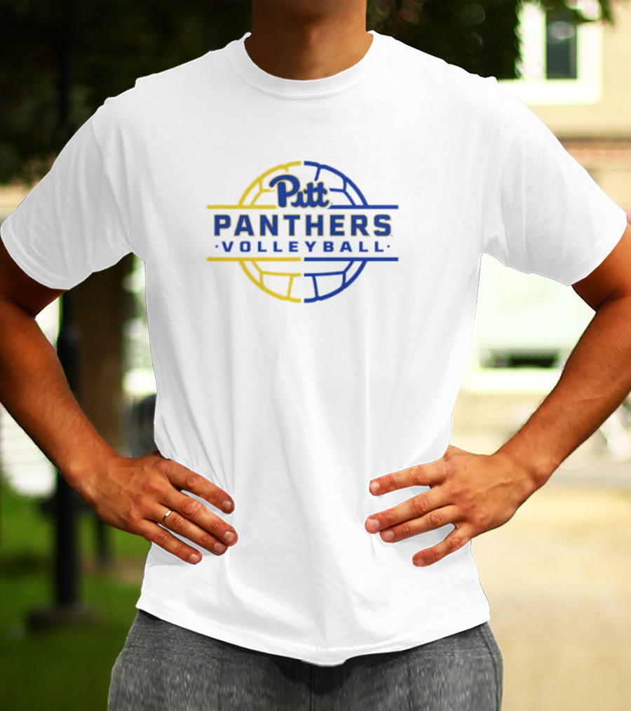 Pitt Panthers Volleyball Blue And Yellow Circle Text T-Shirt