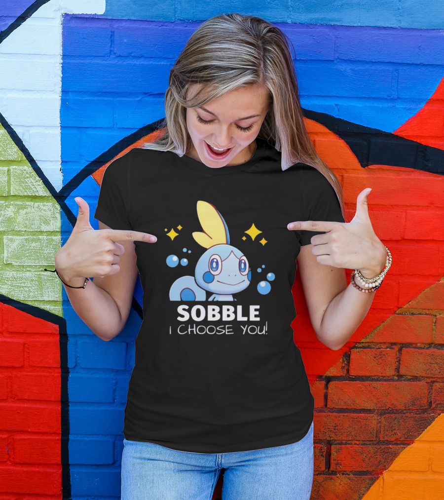 Sobble I Choose You Pokémon Character Art Sparkles And Bubbles T-Shirt