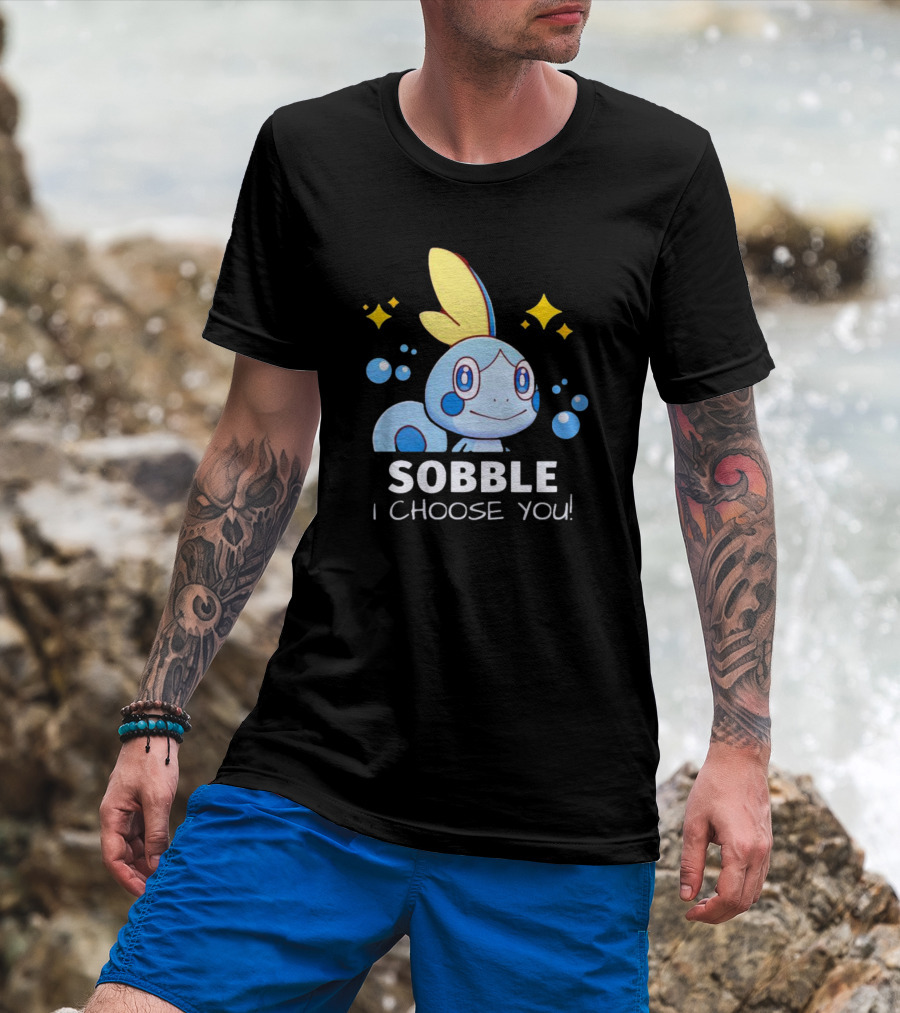 Sobble I Choose You Pokémon Character Art Sparkles And Bubbles T-Shirt