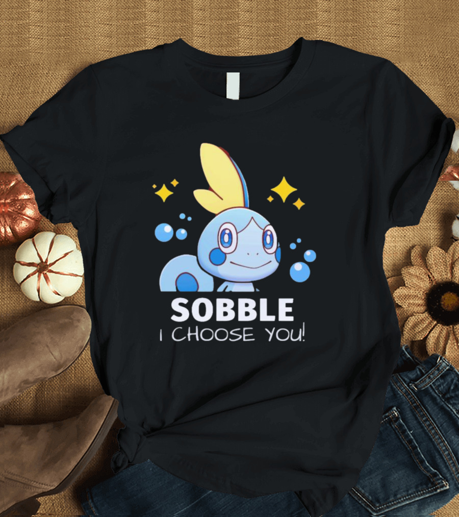 Sobble I Choose You Pokémon Character Art Sparkles And Bubbles T-Shirt