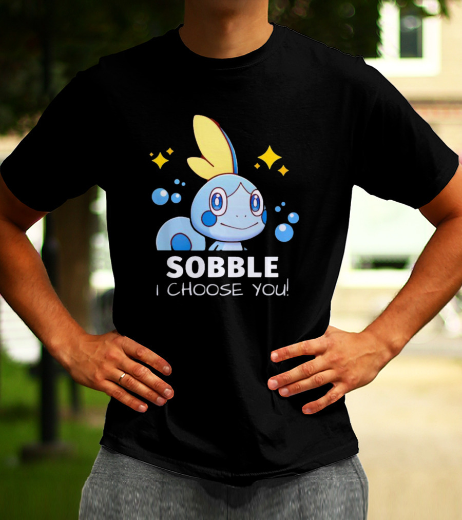 Sobble I Choose You Pokémon Character Art Sparkles And Bubbles T-Shirt