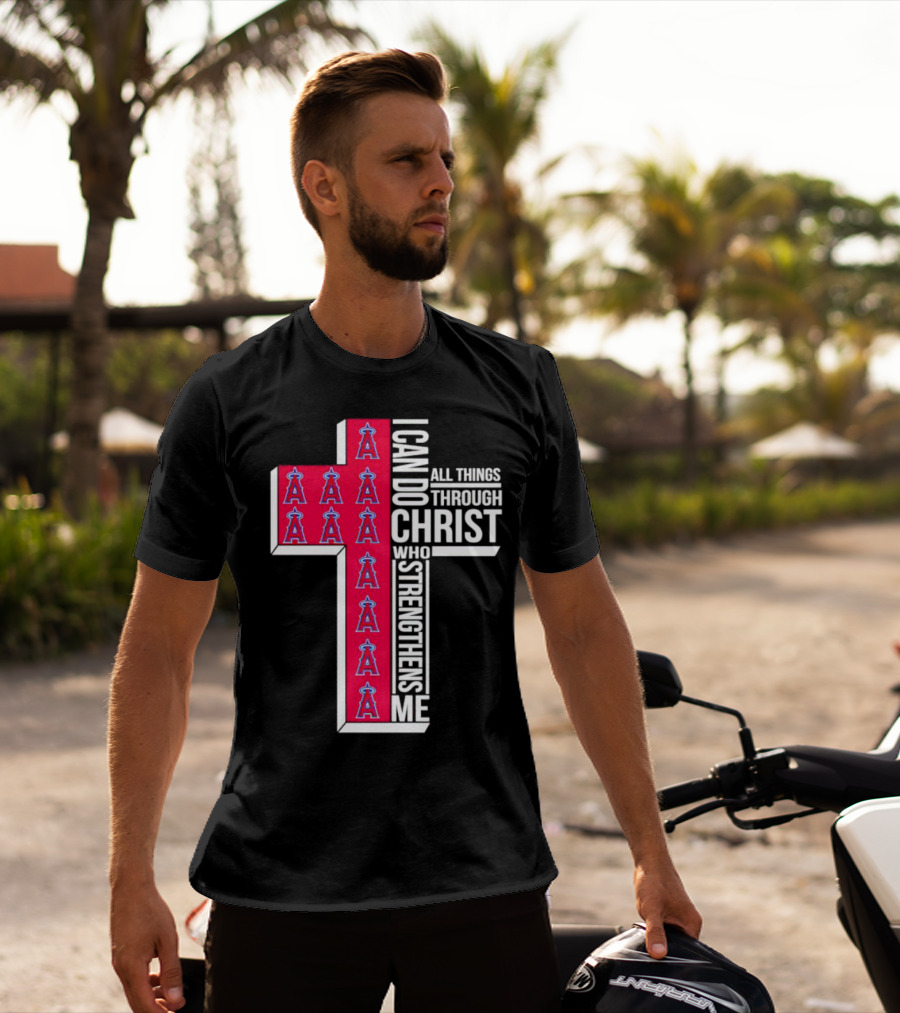 Los Angeles Angels I Can Do All Things Through Christ Who Strengthens Me Cross T-Shirt