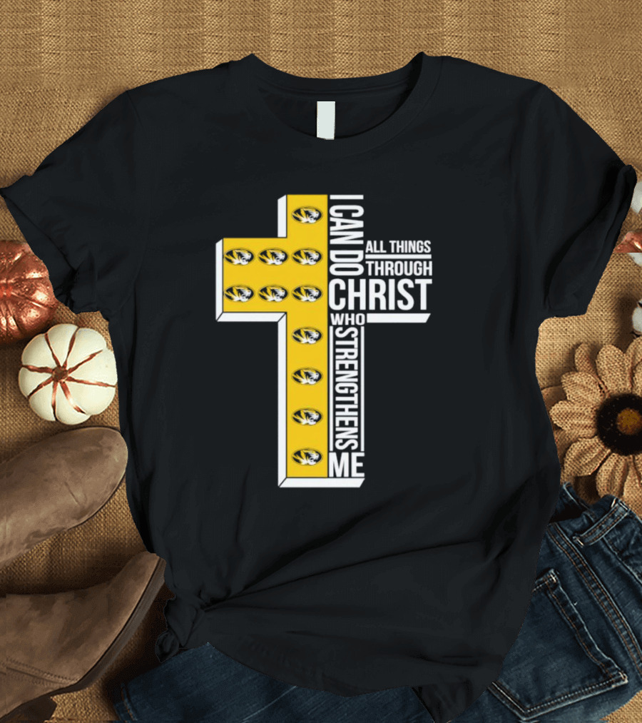 Missouri Tigers I Can Do All Things Through Christ Who Strengthens Me Cross T-Shirt