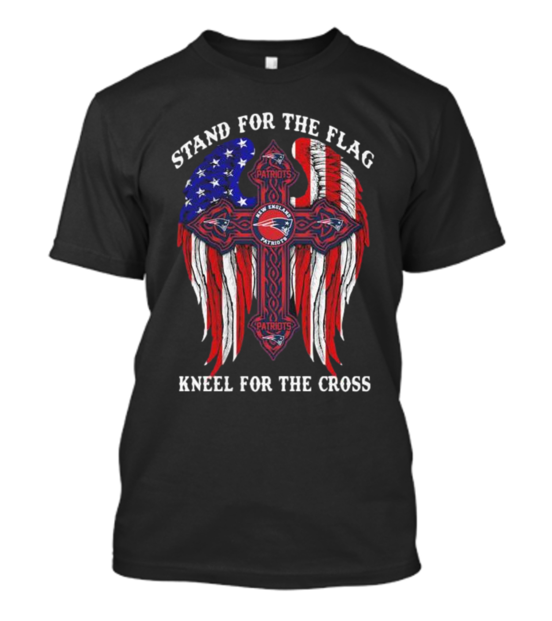 Stand For The Flag Kneel For The Cross New England Patriots American Flag Cross T-Shirt