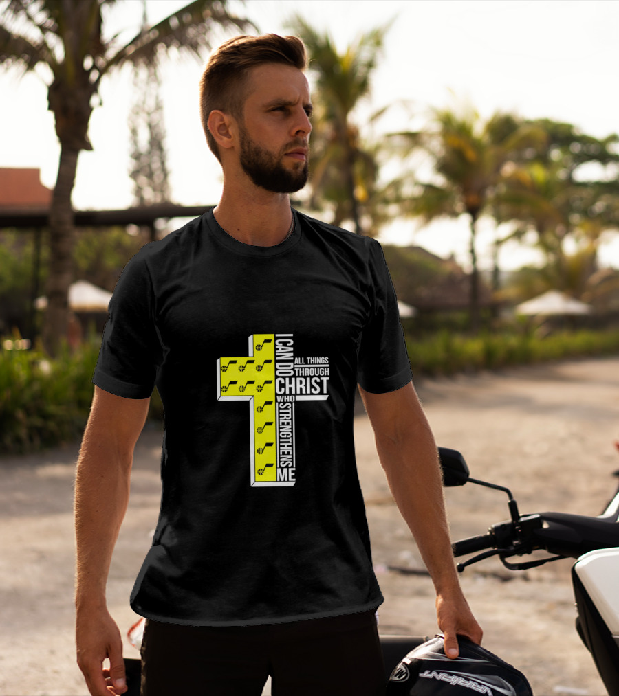 Utah Jazz I Can Do All Things Through Christ Who Strengthens Me Cross T-Shirt