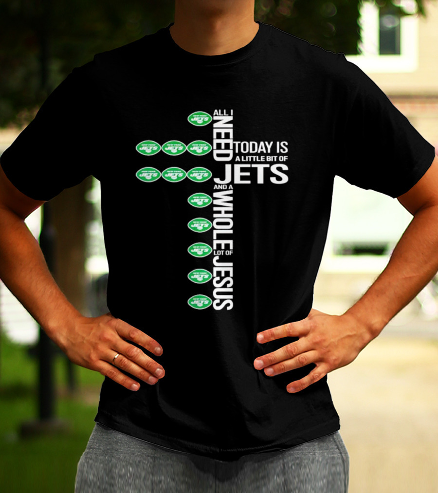 New York Jets Little Bit Whole Lot Jesus Cross T-Shirt