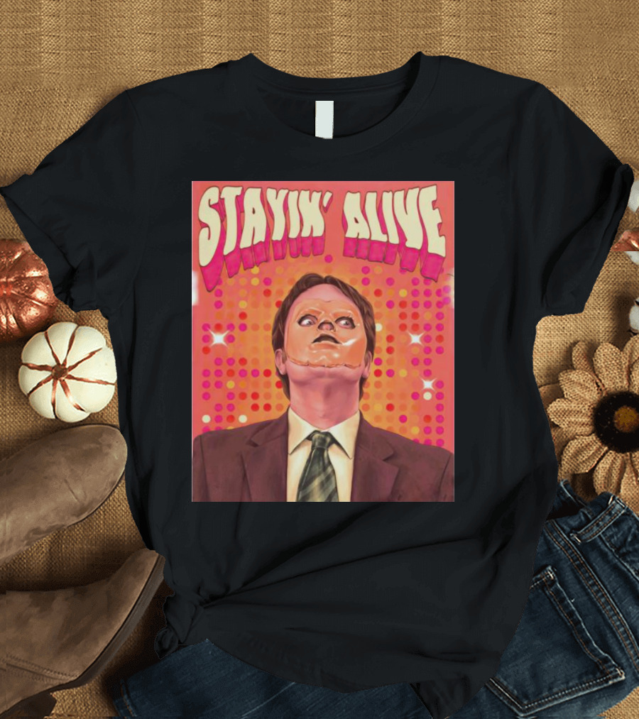 Stayin' Alive Dwight Schrute Retro Disco T-Shirt