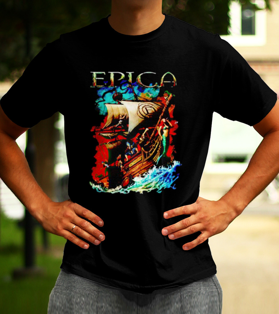 EPICA Pirate Ship Adventure With Mythical Creatures And Ocean Waves T-Shirt