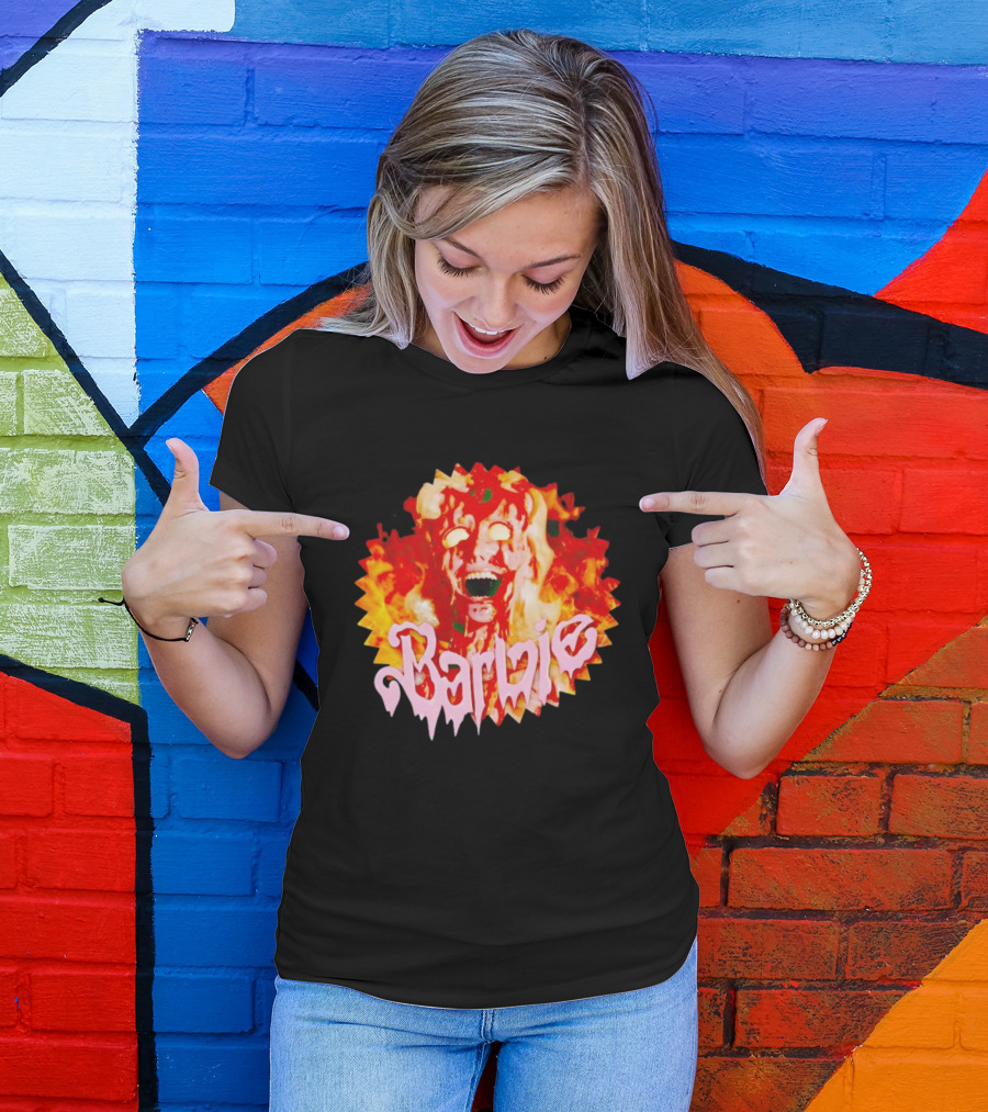 Barbenheimer Barbie Horror Flames T-Shirt