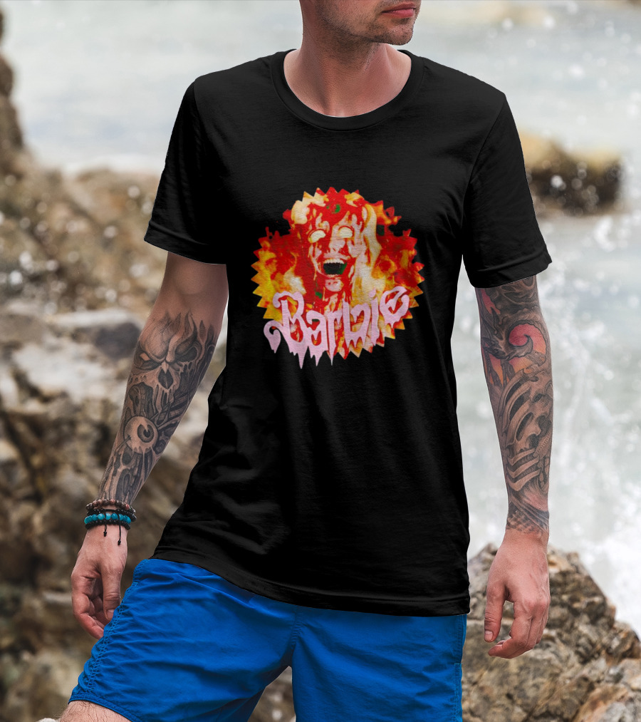 Barbenheimer Barbie Horror Flames T-Shirt