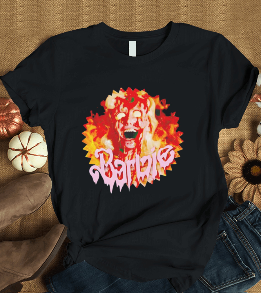 Barbenheimer Barbie Horror Flames T-Shirt