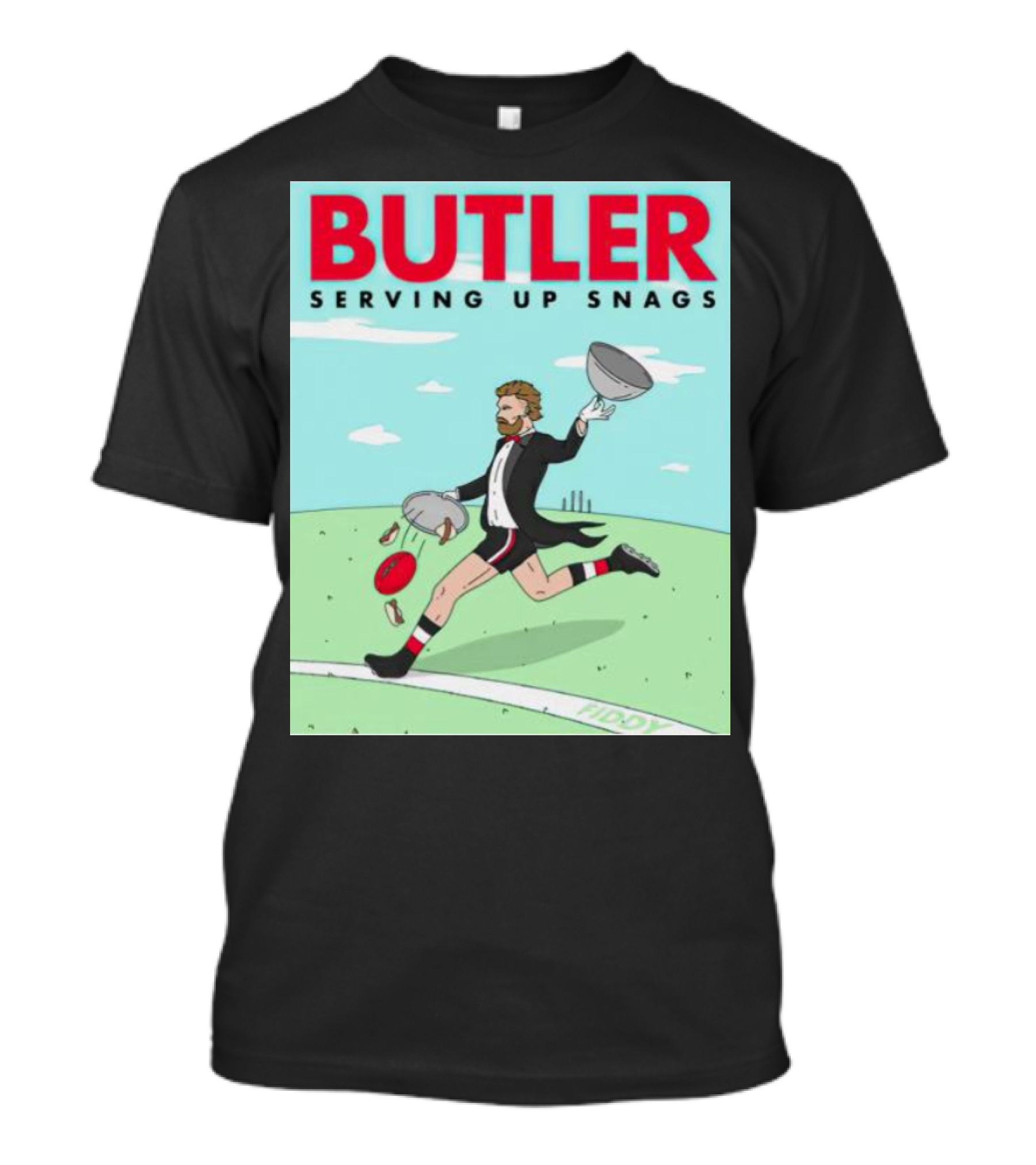 BUTLER SERVING UP SNAGS AFL FOOTBALL TUXEDO T-Shirt