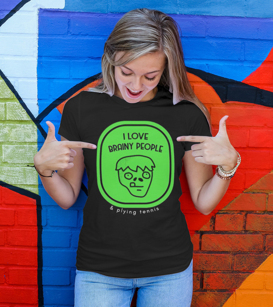 I Love Brainy People And Playing Tennis With Zombie Face T-Shirt