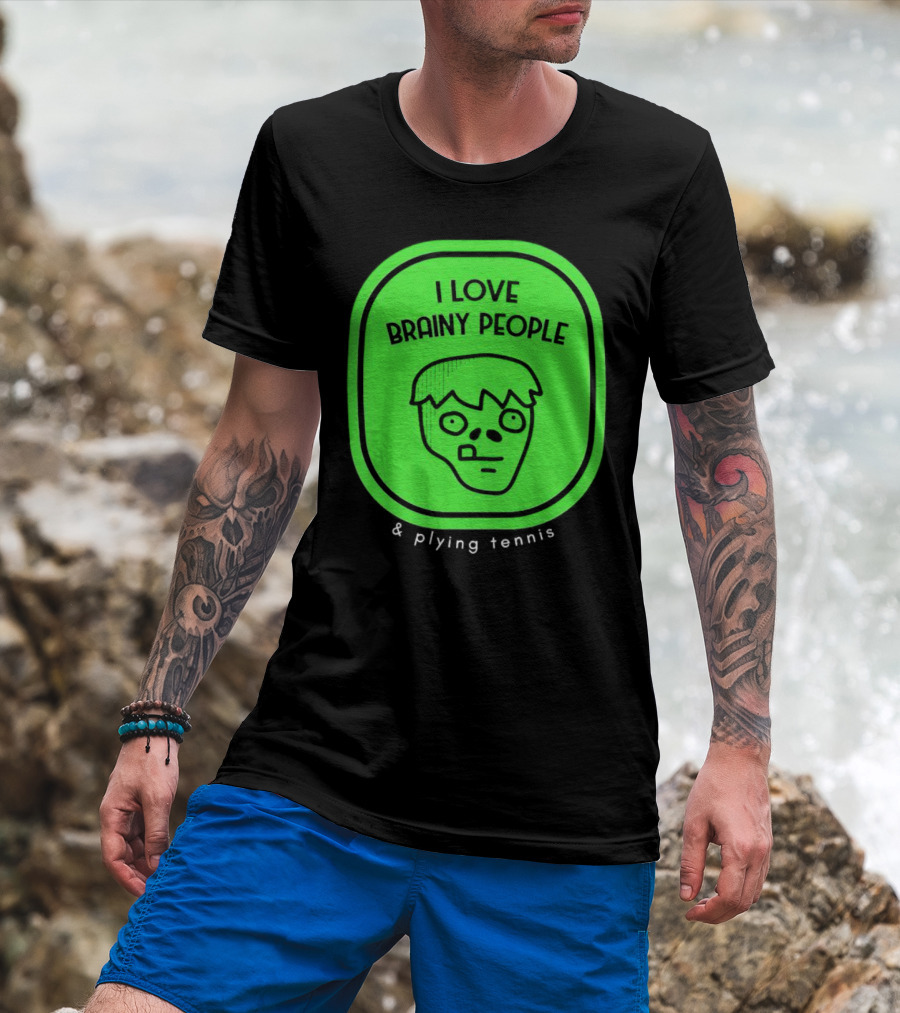 I Love Brainy People And Playing Tennis With Zombie Face T-Shirt