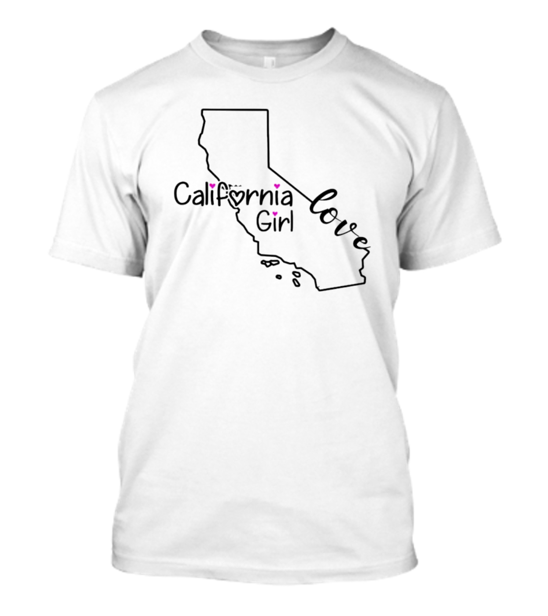California Girl Love Map With Hearts T-Shirt