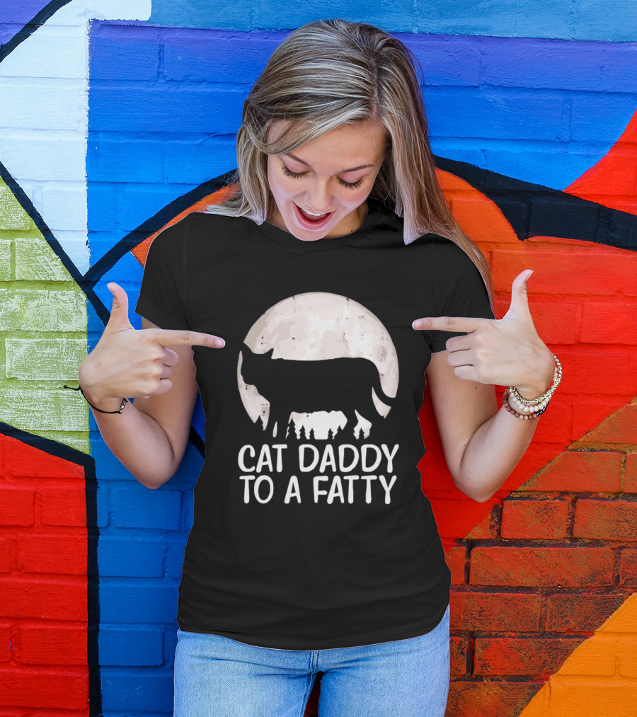 Cat Daddy To A Fatty Moon Silhouette Forest Scene T-Shirt