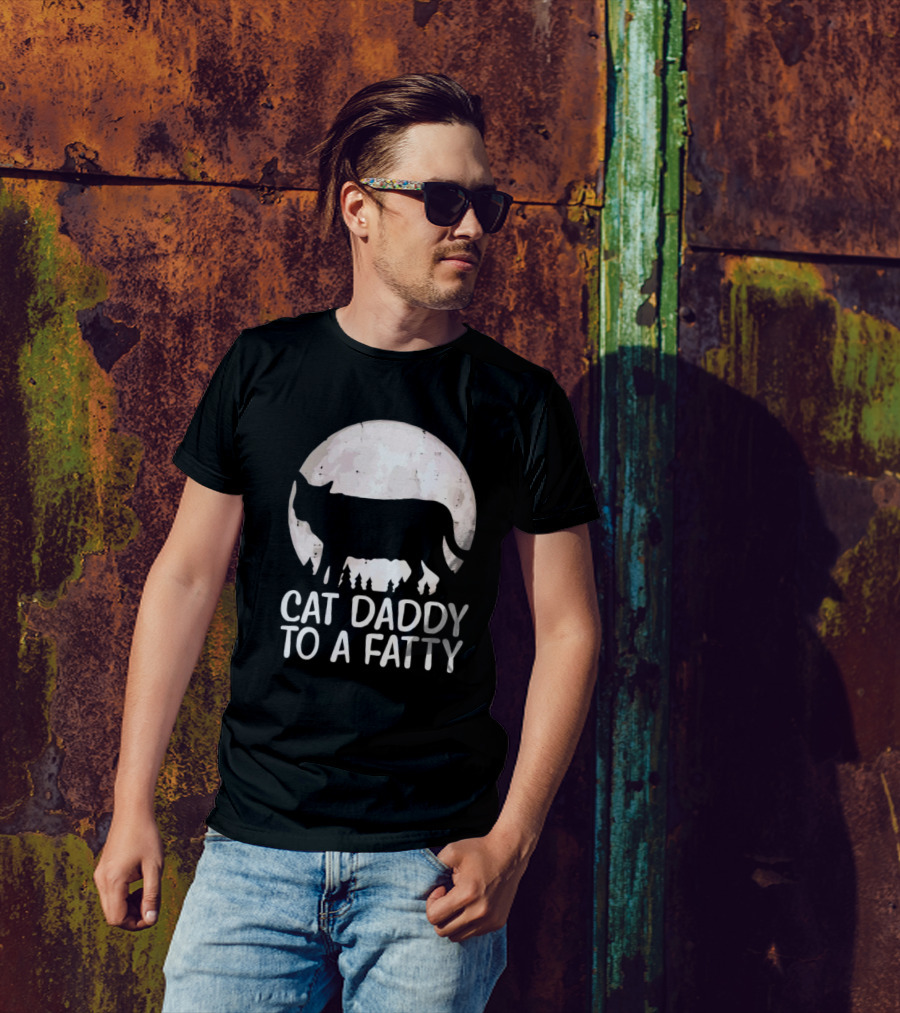 Cat Daddy To A Fatty Moon Silhouette Forest Scene T-Shirt