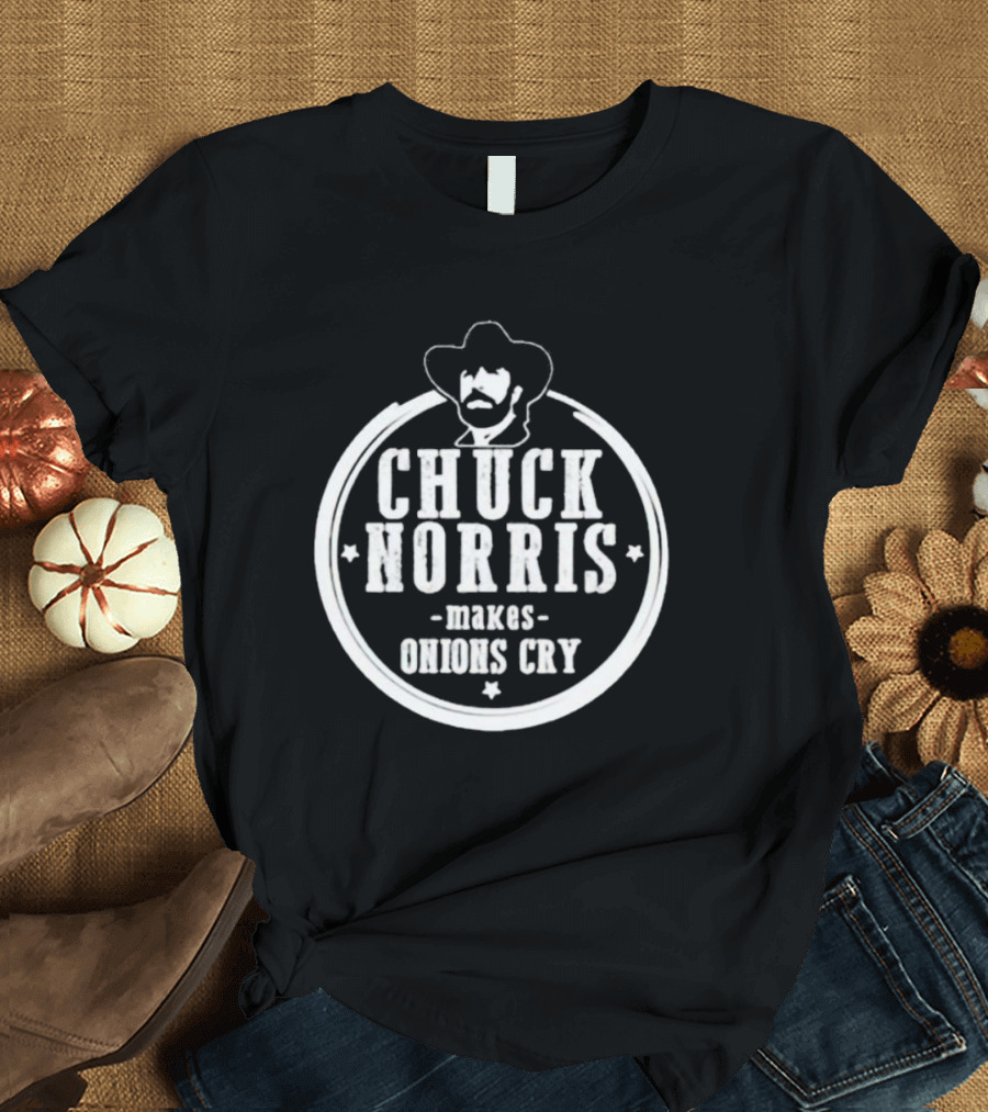 Chuck Norris Makes Onions Cry Cowboy Badge T-Shirt