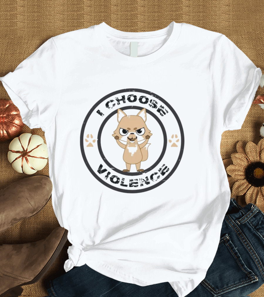 I Choose Violence Angry Fox With Paw Prints T-Shirt