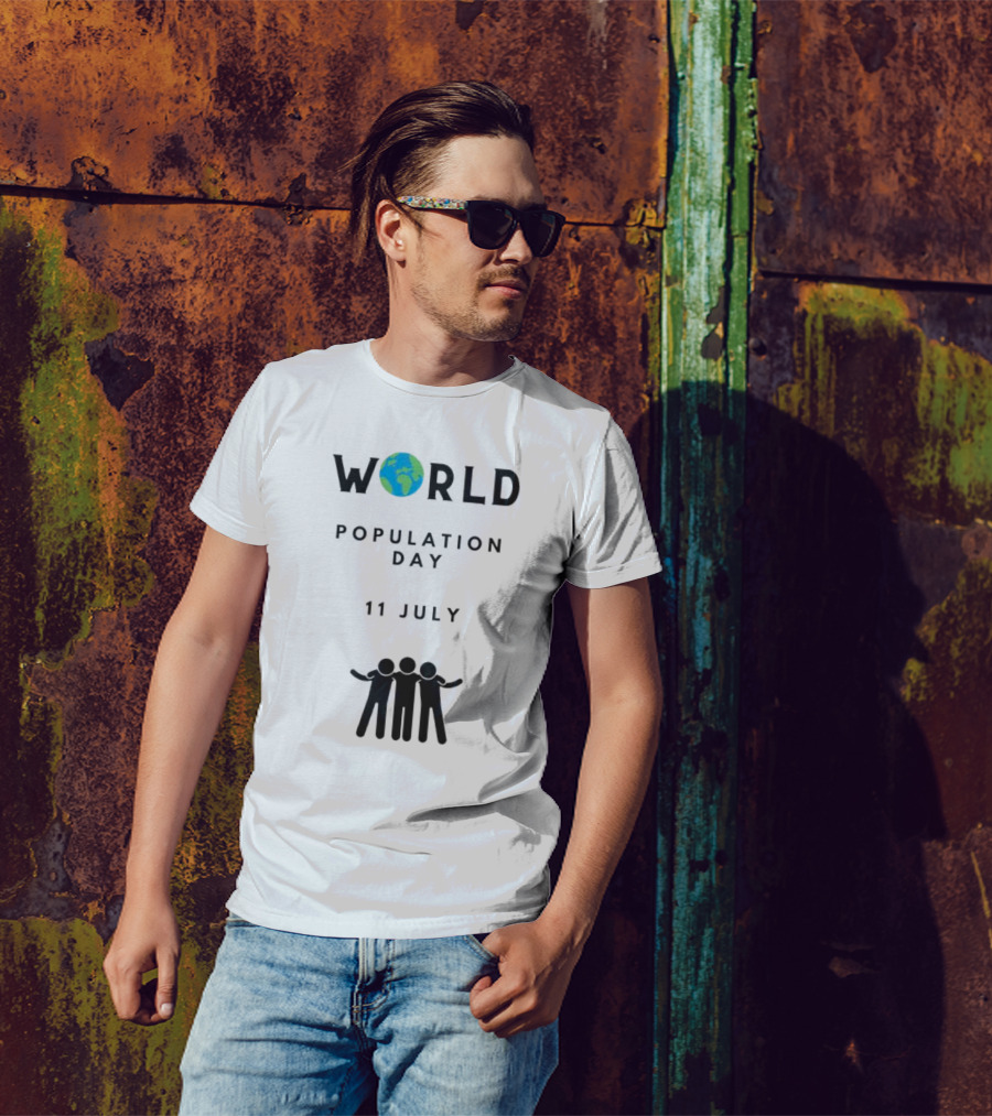 World Population Day 11 July Earth And Unity T-Shirt