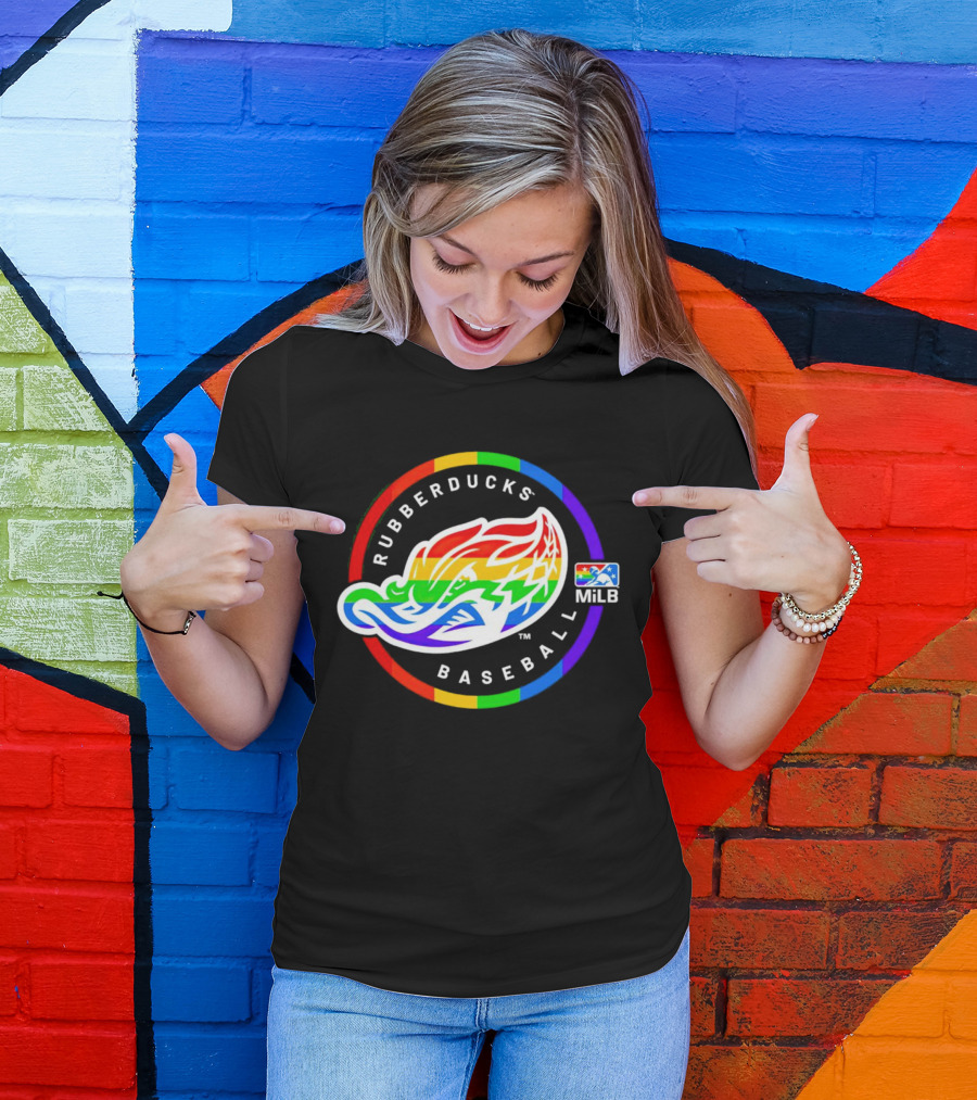 Akron RubberDucks Baseball MiLB Pride Logo Rainbow T-Shirt