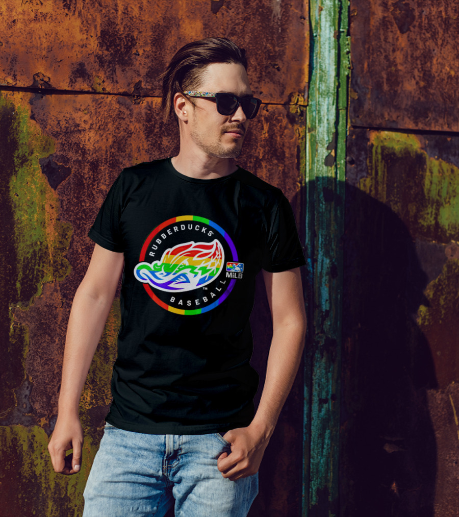 Akron RubberDucks Baseball MiLB Pride Logo Rainbow T-Shirt