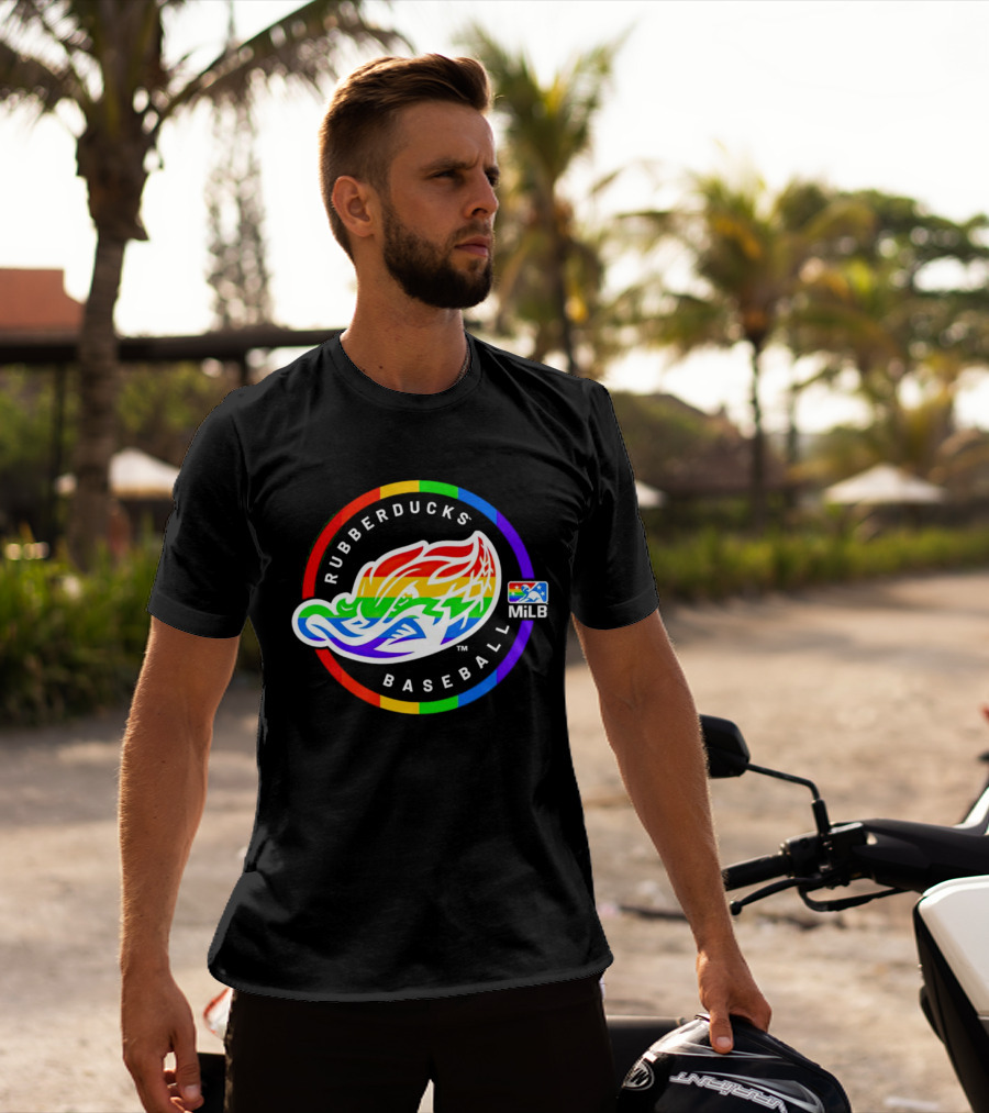 Akron RubberDucks Baseball MiLB Pride Logo Rainbow T-Shirt